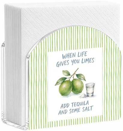 Lime Tequila Quote Print Acrylic Napkin Holder by ENGVZ