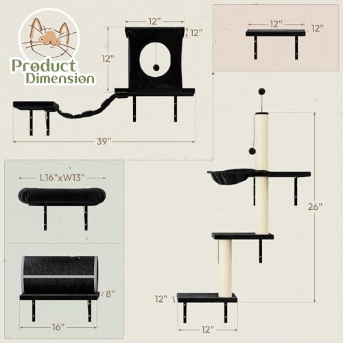 14-in-1 Cat Wall Shelves, Wall Mounted Cat Shelves, Space Saving - Image 5