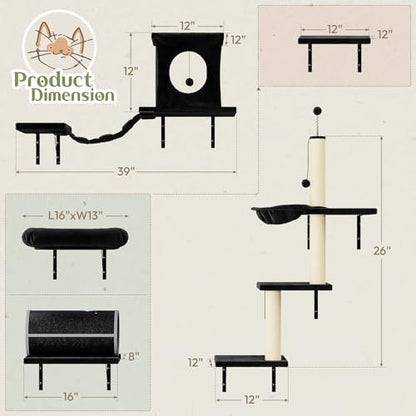 14-in-1 Cat Wall Shelves, Wall Mounted Cat Shelves, Space Saving - Image 5