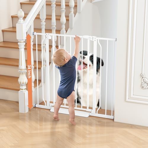 34" Tall Baby Gate No Drilling, Auto Close Dog Gate Indoor - Image 2