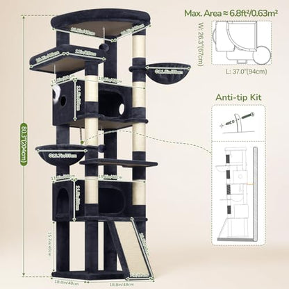 Globlazer 80in Tall Extra Large Heavy Duty Corner Cat Tree Tower - Image 6