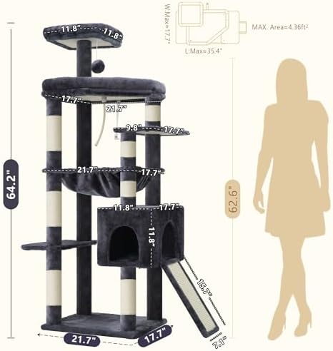 Heybly 64.2" Heavy-Duty Cat Tree - Image 6