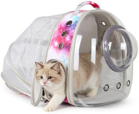Cat Carrier Backpack with Back Expandable Cat Carrier Galaxy Pink -Space by Pimoka