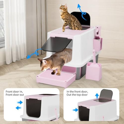 RIZZARI Stainless Enclosed Top Entry High-Sided: Large Covered Litter Box - Image 3