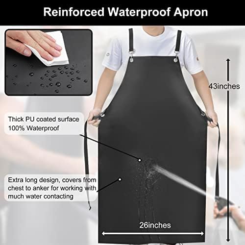 SHEOMERN Waterproof Rubber Apron, Lab Work, Dog Grooming Black - Image 2
