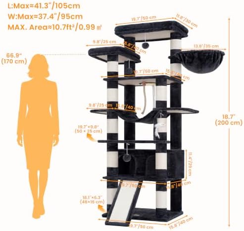 Heybly Tall Cat Tree 78-inch Multi-Level Cat Tower - Image 5