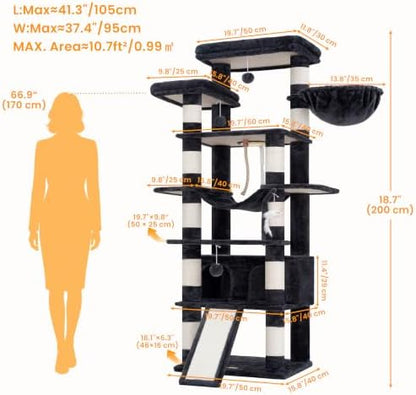 Heybly Tall Cat Tree 78-inch Multi-Level Cat Tower - Image 5