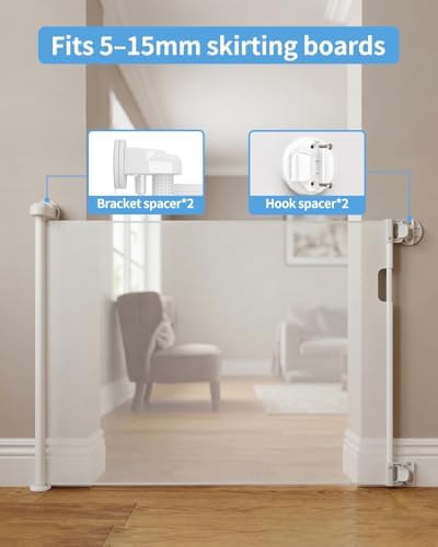33" H Retractable Baby&Dog Gate, Fits up to 55" W, Hardware Mounted - Image 3