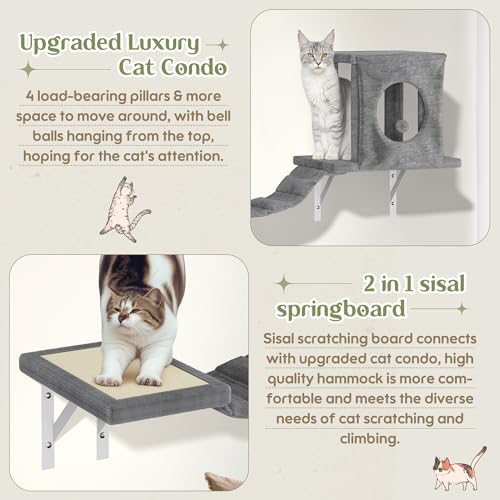 14-in-1 Cat Wall Shelves, Wall Mounted Cat Shelves, Space Saving - Image 3