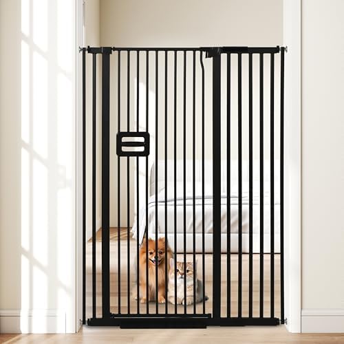 55'' Extra Tall Cat Gate, 38.6"-42.5" Wide Auto Close Tall Pet Gate by HIDOG