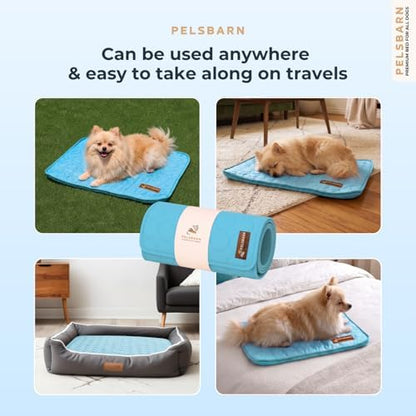 Pelsbarn Dog Cooling Mat, Ice Silk Self-Cooling Pad, Light Blue - Image 7