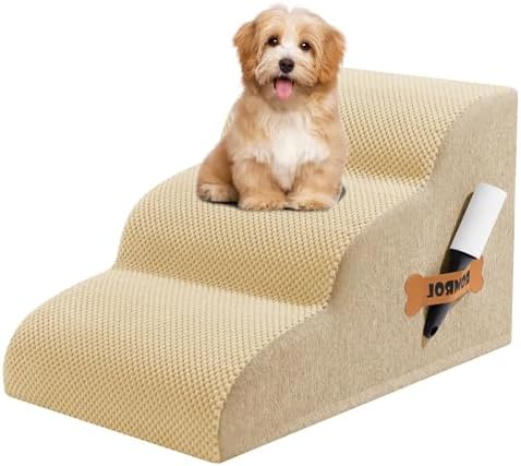 Romrol Dog Stairs Ramp for Beds Couches, Extra Wide Pet Steps by Romrol