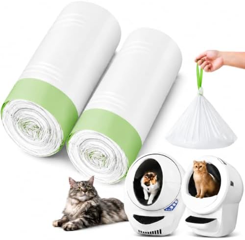 60 Pack Litter Box Robot 3 4and 5 Waste Bags, 1.5 Mils Thick Drawstrings by JUKAMO