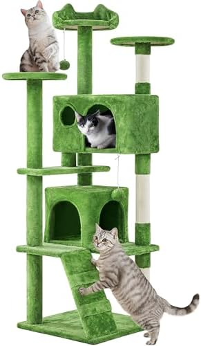 Yaheetech 62in Cat Tree Tower, Double Condo, Scratch Posts by Yaheetech