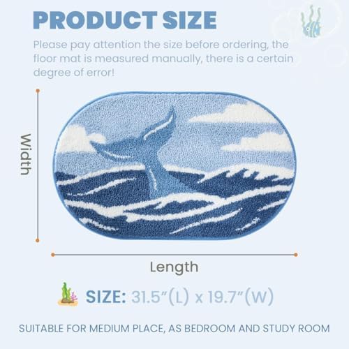 Cute Ocean Bath Rug Super Absorbent Non Slip Modern Bathroom Mat Machine - Image 2