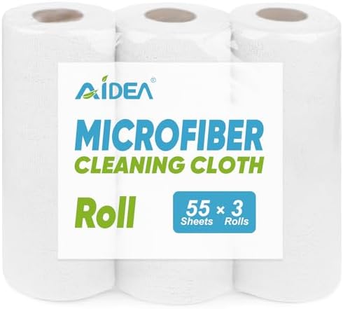 AIDEA Microfiber Cleaning Cloth Roll-165 Sheets 3 Roll, Paper Towels 11×9" by AIDEAHOME