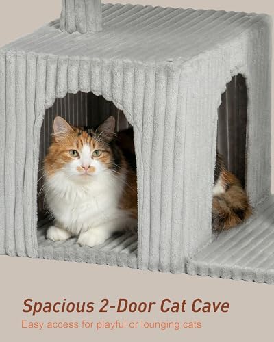 22.8" Cat Tree for Large Cat, 20.9 * 15.7in Large Perch Light Gray - Image 4