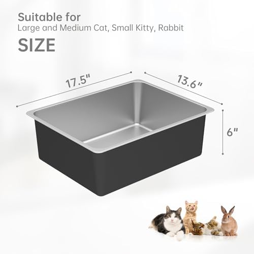 Ohtomber High Sided Stainless Steel Cat Litter Box - Image 2