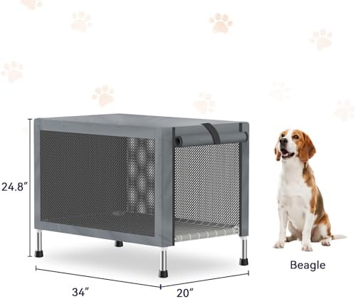 Medium Elevated Dog Crate with Removable Cover, Stainless Steel Dog Kennel - Image 5