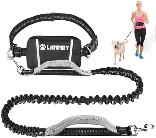 LANNEY Hands Free Dog Leash, Waist Running Leash by LANNEY