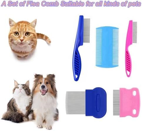 5 Pack Flea Lice Comb, Stainless Steel Dog Cat Grooming Combs - Image 6