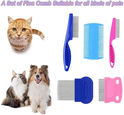 5 Pack Flea Lice Comb, Stainless Steel Dog Cat Grooming Combs - Image 6