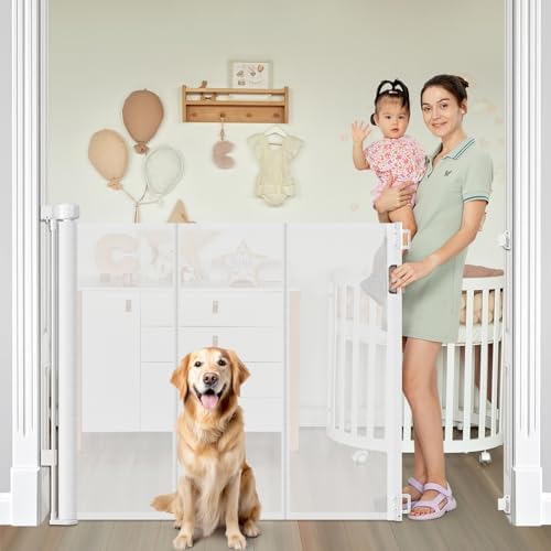 Reinforced 42" Extra Tall Retractable Baby Gates, Extends up to 60" Wide by Bingguz