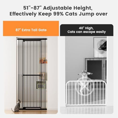 Extra Tall Cat Gate 51"-87" Height Adjustable Pressure Mounted 4 Extensions - Image 4