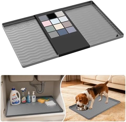 URMONA Waterproof Silicone Under Sink Mat, 22 x 14 in, Flexible Shelf Liner by URMONA
