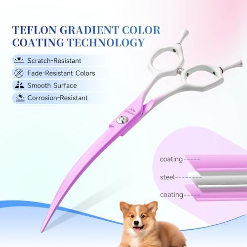 7'' Curved Dog Grooming Scissors Violet to White Gradient - Image 5