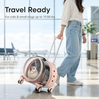 Clear Rolling Pet Carrier, Breathable Cat Carrier - Image 3