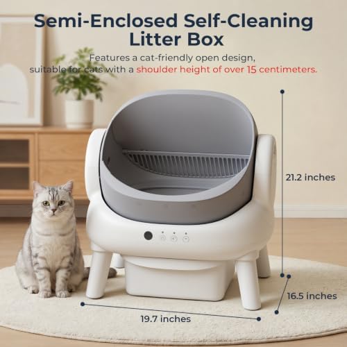 Automatic Litter Box, Open Top Self Cleaning Litter Box Grey - Image 3