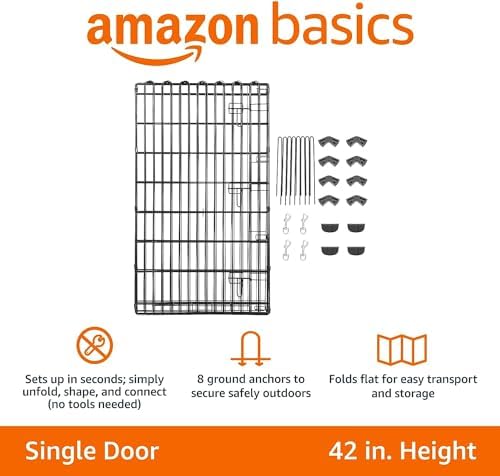 Amazon Basics Foldable Octagonal Metal Exercise Dog Playpen, Indoor/Outdoor - Image 5