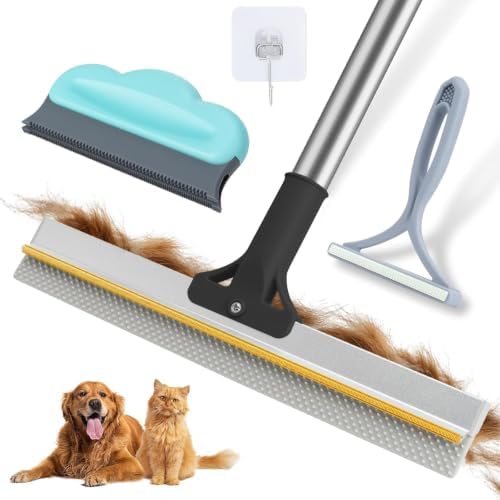 Carpet Rake for Pet Hair Removal Tool, Reusable Pet Hair Remover Broom Black by FancyMouse
