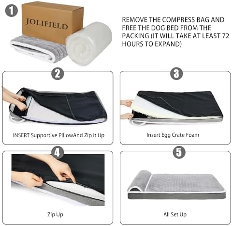 Orthopedic Large Dog Bed Pillow Pet Sofa Bed 48''X30'' Ivory - Image 4