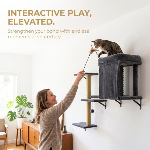Cat Climbing Wall Systems with Scratching Post & Massager Groomer - Image 2
