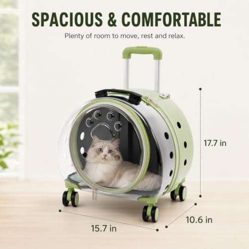 Cat Carrier with Wheels, Breathable Pet Backpack Bubble - Image 3