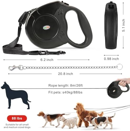 Idepet Heavy Duty Retractable Dog Leash Steel Chain 16ft Pet Leashes - Image 3