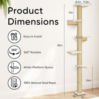 Wall Mounted Cat Tree, Space Saving Cat Wall Furniture - Image 4