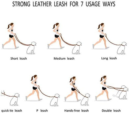 Multi Function 8ft Leather Dog Leash, Genuine Leather Leash Hands Free Dog - Image 2