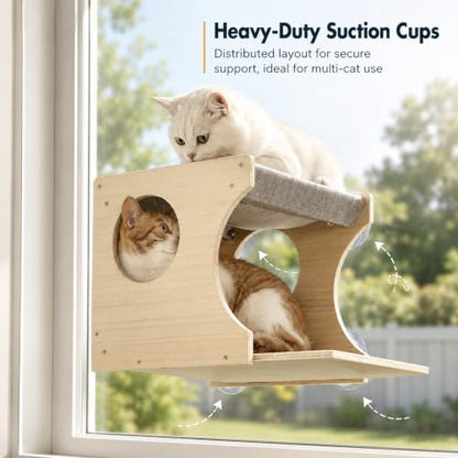 Cat Window Perch，2-Tier Hammock & Hideaway House - Image 2