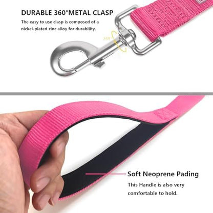 6 FT Reflective Dog Leash for Medium Dogs, Hot Pink - Image 4
