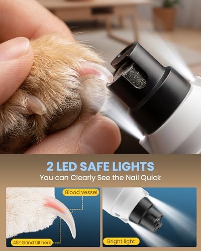 Dog Nail Grinder with New LCD Display, 25dB Quiet 6-Speed Dog Nail Trimmer - Image 6