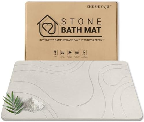 Stone Bath Mat Quick Dry Diatomaceous Earth Bath Mat Non-Slip Shower Stone by SHUSHIYAJU