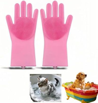 Silicone Dog Grooming Glove for Dogs and Cats, Enhanced Five-Finger Fit by SAYUANVA