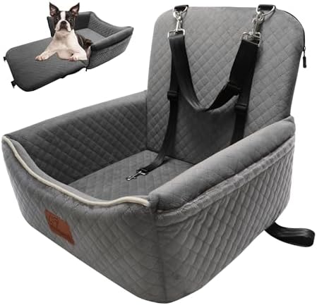 Dog Car Seat Bed 2 in 1 for Small/Medium Dogs up to 35 lbs, Adjustable Safety by VERGODPRODogCarSeatBed