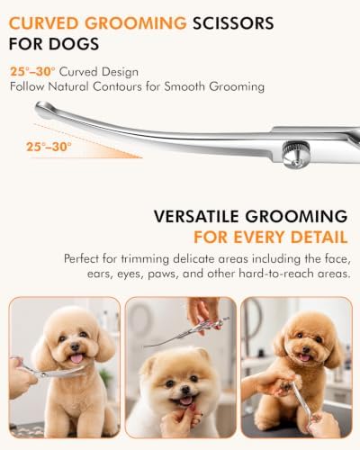 Curved Dog Grooming Scissors, 7.7 Inch Pet Grooming Shears - Image 5