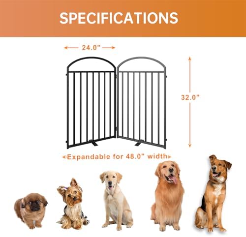 SNUOWU 2 Panels Full Matel Freestanding Dog Gates - Image 2