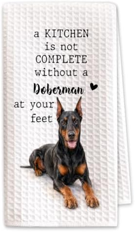 Doberman Kitchen Towel, Funny Dog Lover Kitchen Decor by SHESCRZIONU