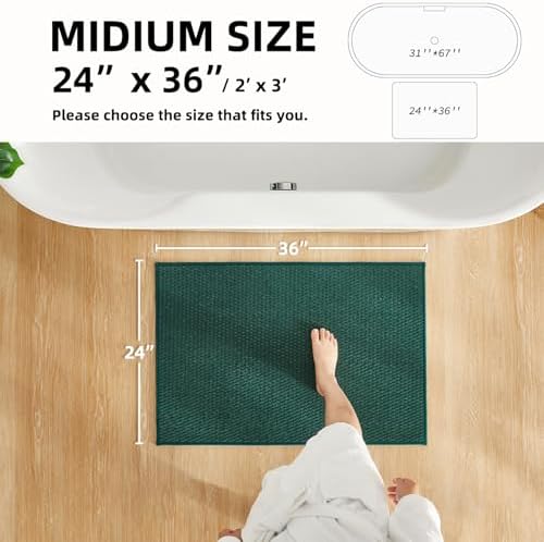 TYUU Bathroom Rugs Non Slip Washable, Super Absorbent Thin Bath Mat Quick Dry - Image 2